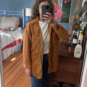 Women's FOREVER 21 Brown Corduroy Button Down Shirt S